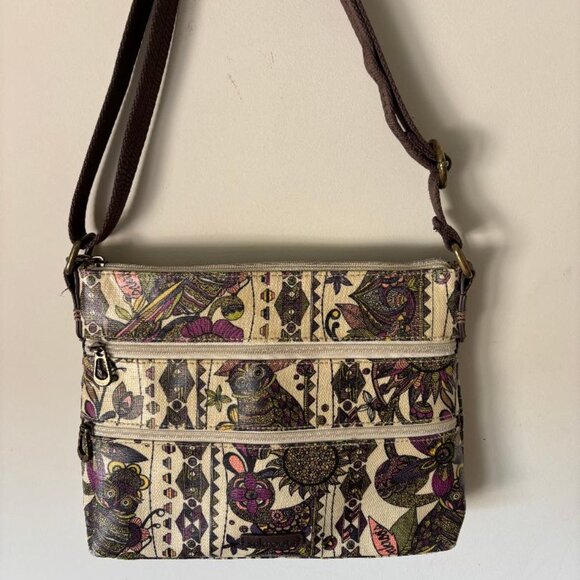 Sakroots Owl Crossbody Shoulder Bag with Adjustable Handle & Owl Bag Charm - Picture 1 of 8